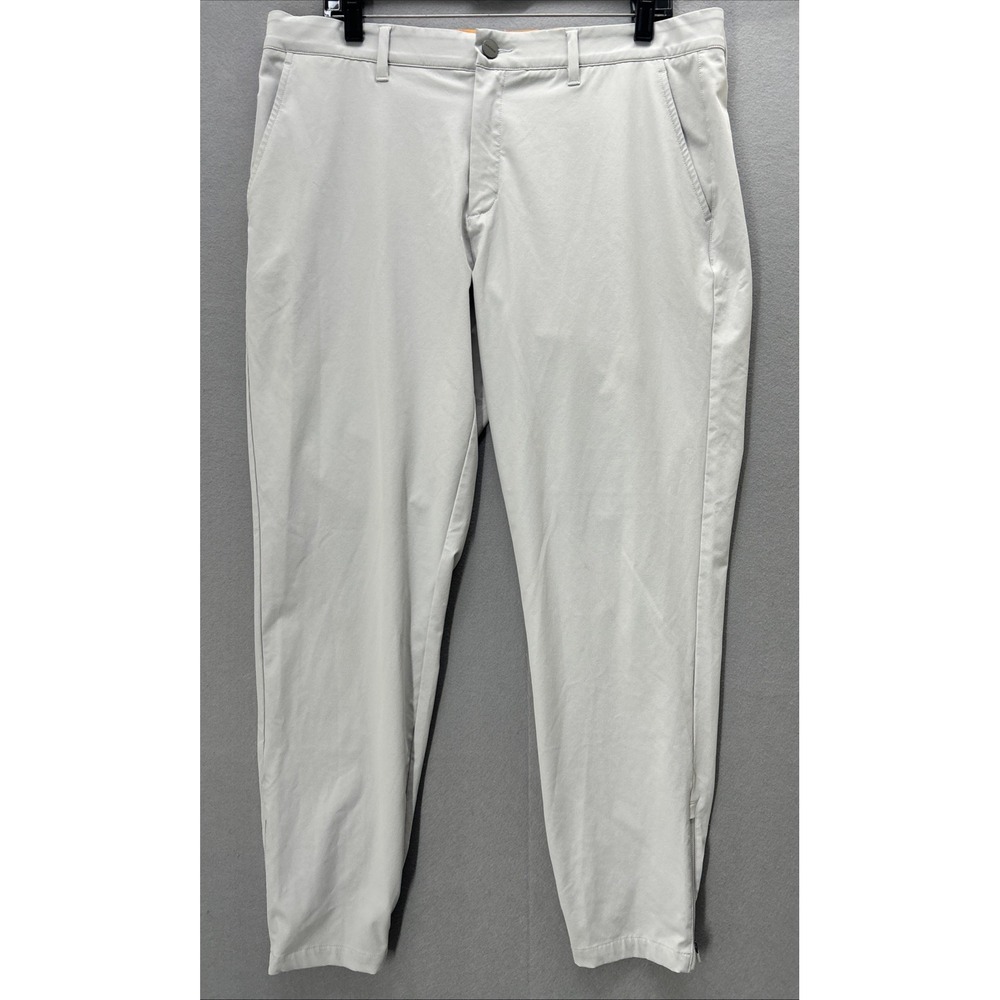Macade Golf Pants Men 36x28 Short Slim Fit Joggers Beige Ankle Zip Performance